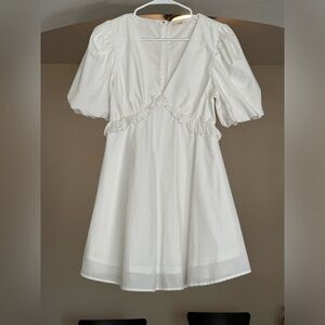 Francesca's white ruffled mini dress